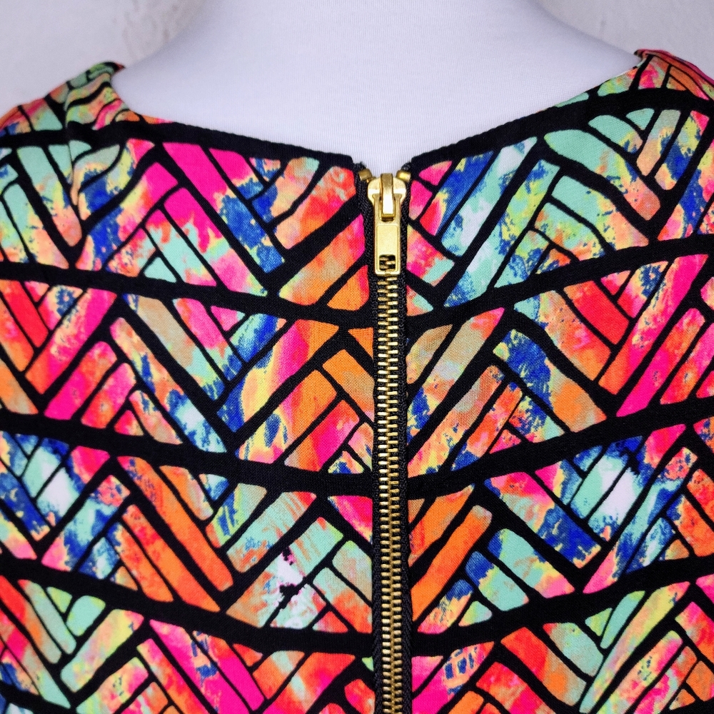 Gianni Bini Abstract Watercolor Geometric Shift Mini Dress Size Small - Picture 6 of 8